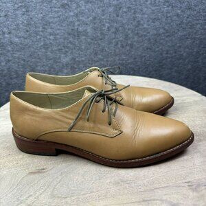 Nisolo James Almond Leather Oxfords Womens Size 9 pointed toe lace up Tan loafer